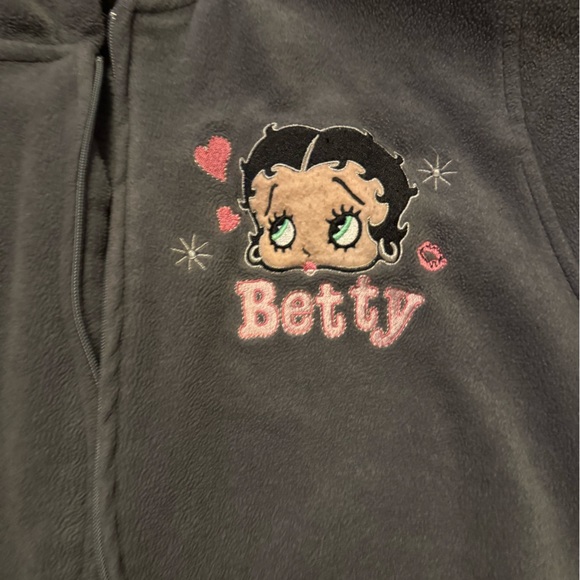 Betty Boop Charcoal Zip-Up Hoodie Fleece - Picture 2 of 4